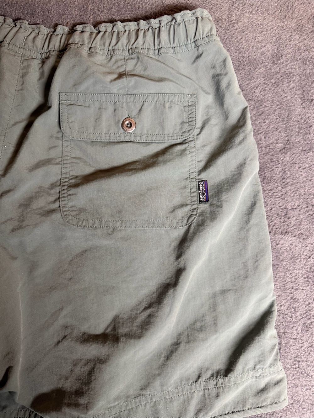 Patagonia Olive Green Elastic Waist Athletic Shorts - Picture 9 of 10